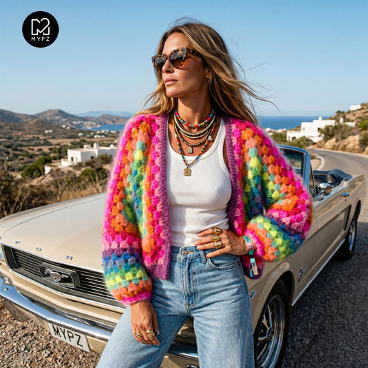 Häkelset – MYPZ Hexagon Mohair Cardigan Rainbow (ENG-NL-DE)