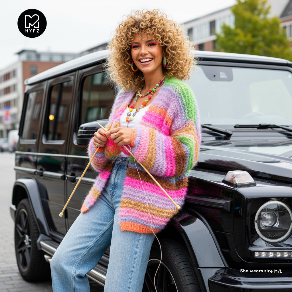 Strickset – MYPZ Chunky Mohair Cardigan Rainbow Sorbet No.15 (ENG-NL-DE)