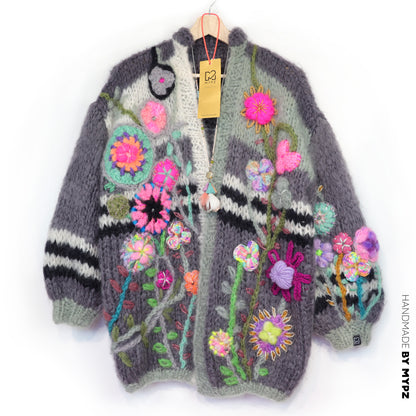 Chunky Mohair cardigan Roses