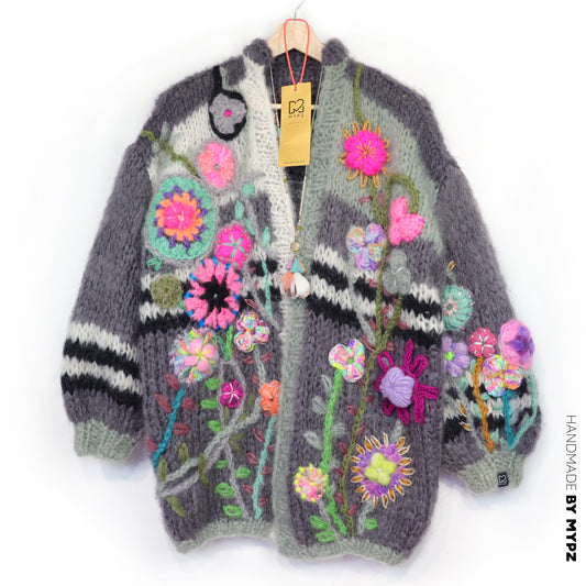 Chunky Mohair cardigan Roses