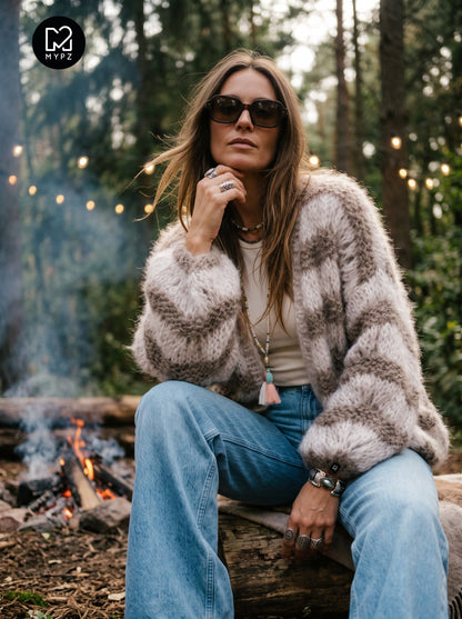 Strickanleitung – Kurze grob gestrickte Mohair-Strickjacke Stonies Wave Nr.12 (ENG-DE-NL-ES-FR-IT-DA-SV-NO)
