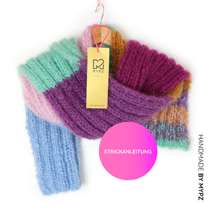 Strickanleitung – Chunky Mohair Schal Color Pop No9 (ENG-NL-DE)