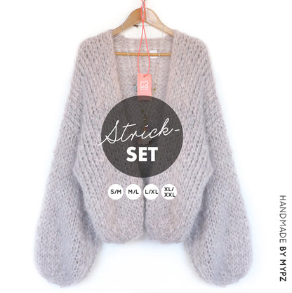 Strickset – MYPZ Kurze Chunky Mohair Cardigan Sparkling Sand No.15 (ENG-NL-DE)