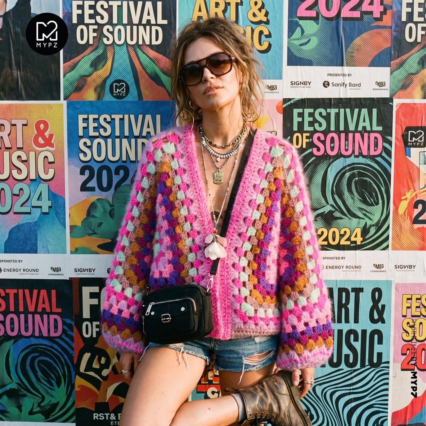 Häkelset - MYPZ Hexagon Cardigan Violet Pop (ENG-NL-DE)