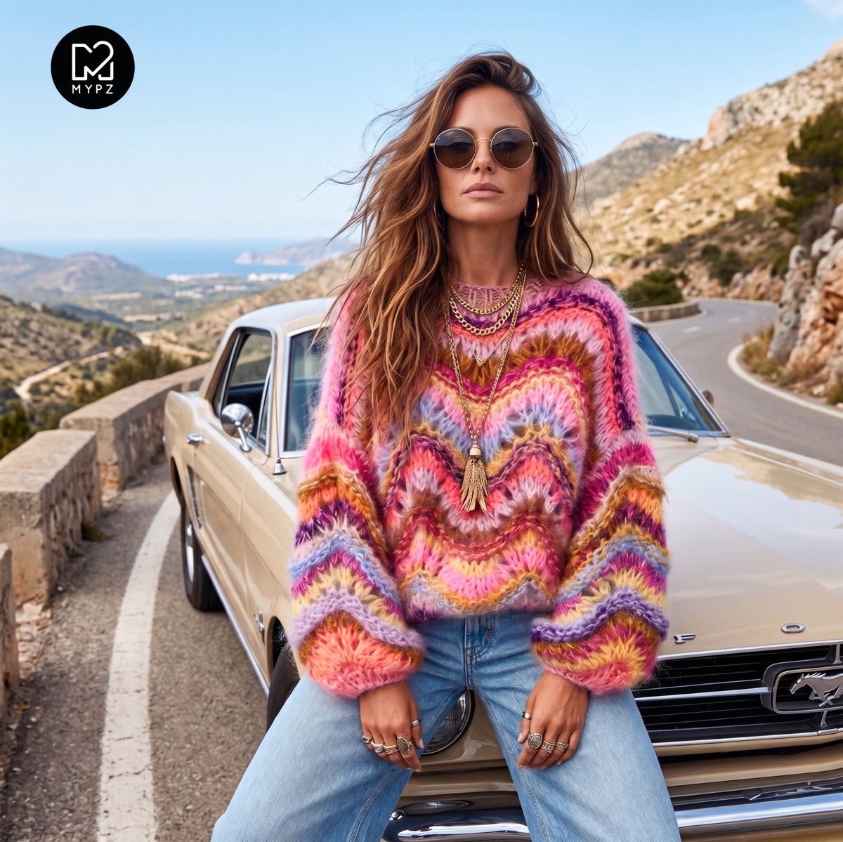 Knit pattern – Chunky Mohair Pullover Colorflow Wave No.12 (ENG-NL-DE)
