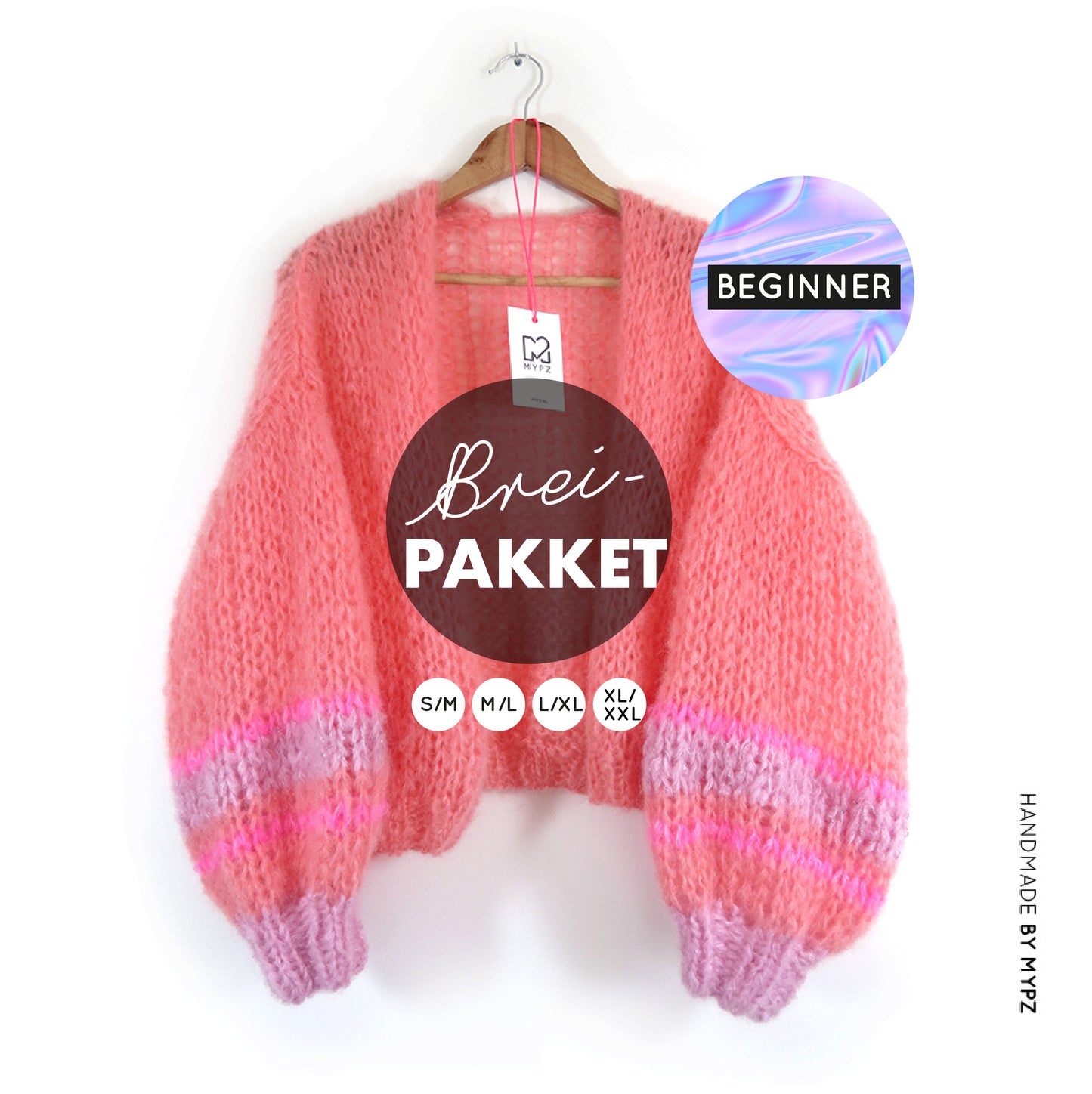 Strickset – MYPZ kurze Chunky mohair Cardigan Salmon No.15 (ENG-NL-DE)