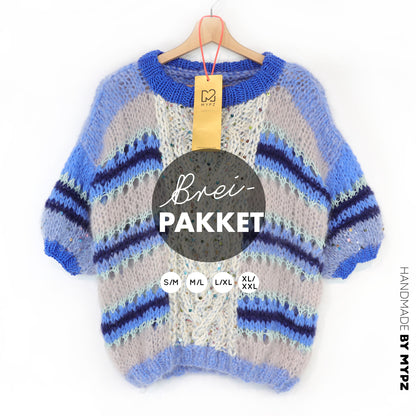 Strickset – MYPZ  Light Alpaca Mohair Top Cable Heart Blue No10 (ENG-NL-DE)