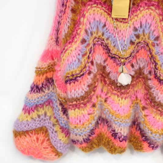 Strickset – Chunky Mohair Pullover Colorflow Wave No.12 (ENG-NL-DE)