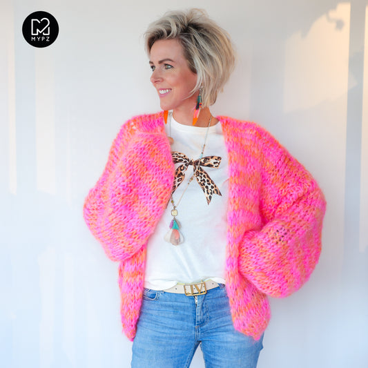 MYPZ Chunky Mohair Cardigan Orange-Pink