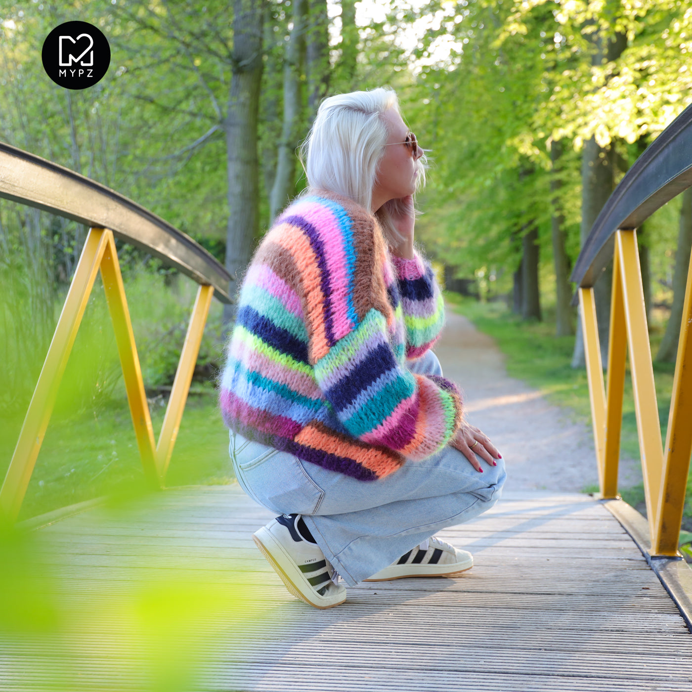 Strickanleitung – Chunky Mohair Cardigan Rainbow Medley No.12 (ENG-NL-DE)