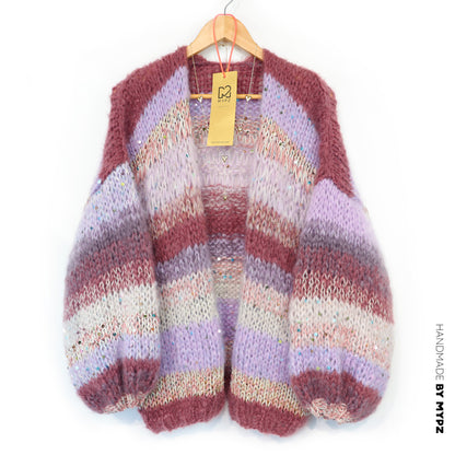 Chunky Mohair cardigan Whisper Rose