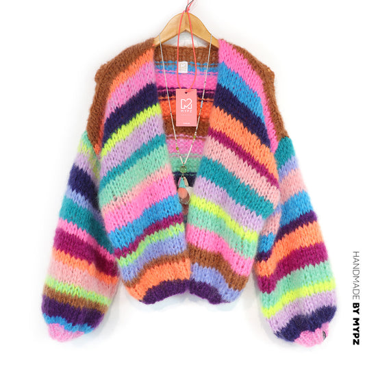 Strickset – Chunky Mohair Cardigan Rainbow Medley No.12 (ENG-NL-DE)