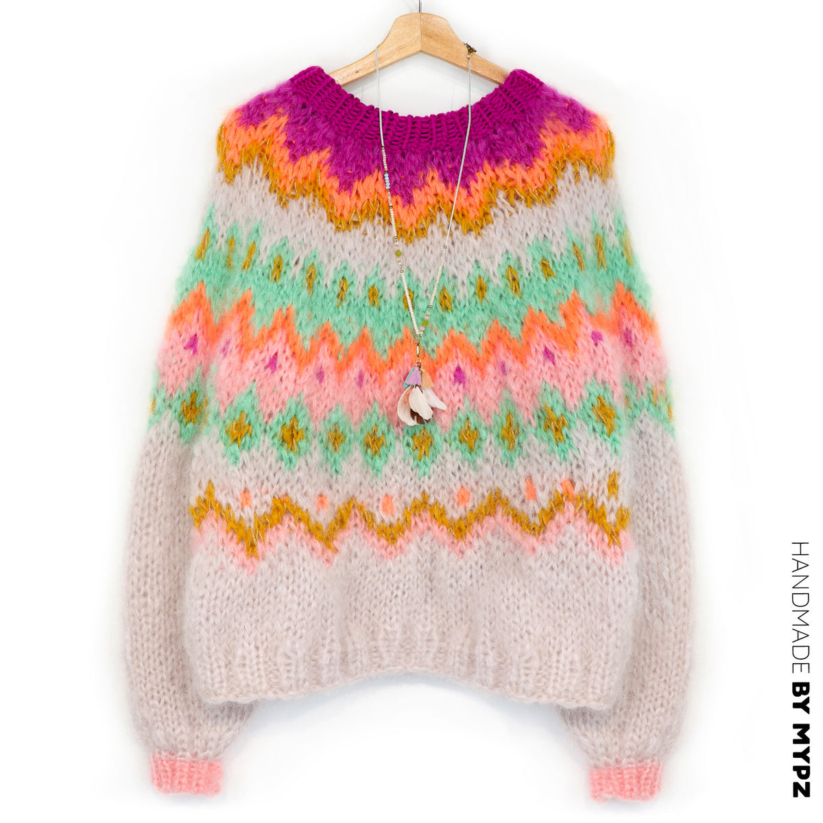 Strickmuster – MYPZ Chunky Topdown Mohair-Pullover Snowberry Nr.12 (ENG-DE-NL-ES-FR-IT-DA-SV-NO)