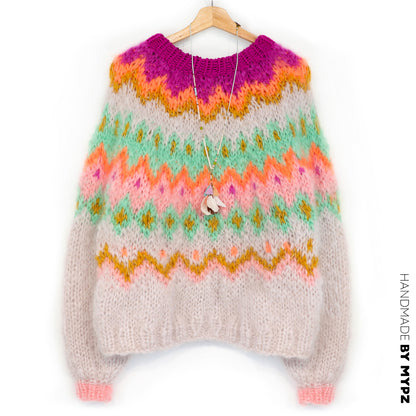 Strickmuster – MYPZ Chunky Topdown Mohair-Pullover Snowberry Nr.12 (ENG-DE-NL-ES-FR-IT-DA-SV-NO)
