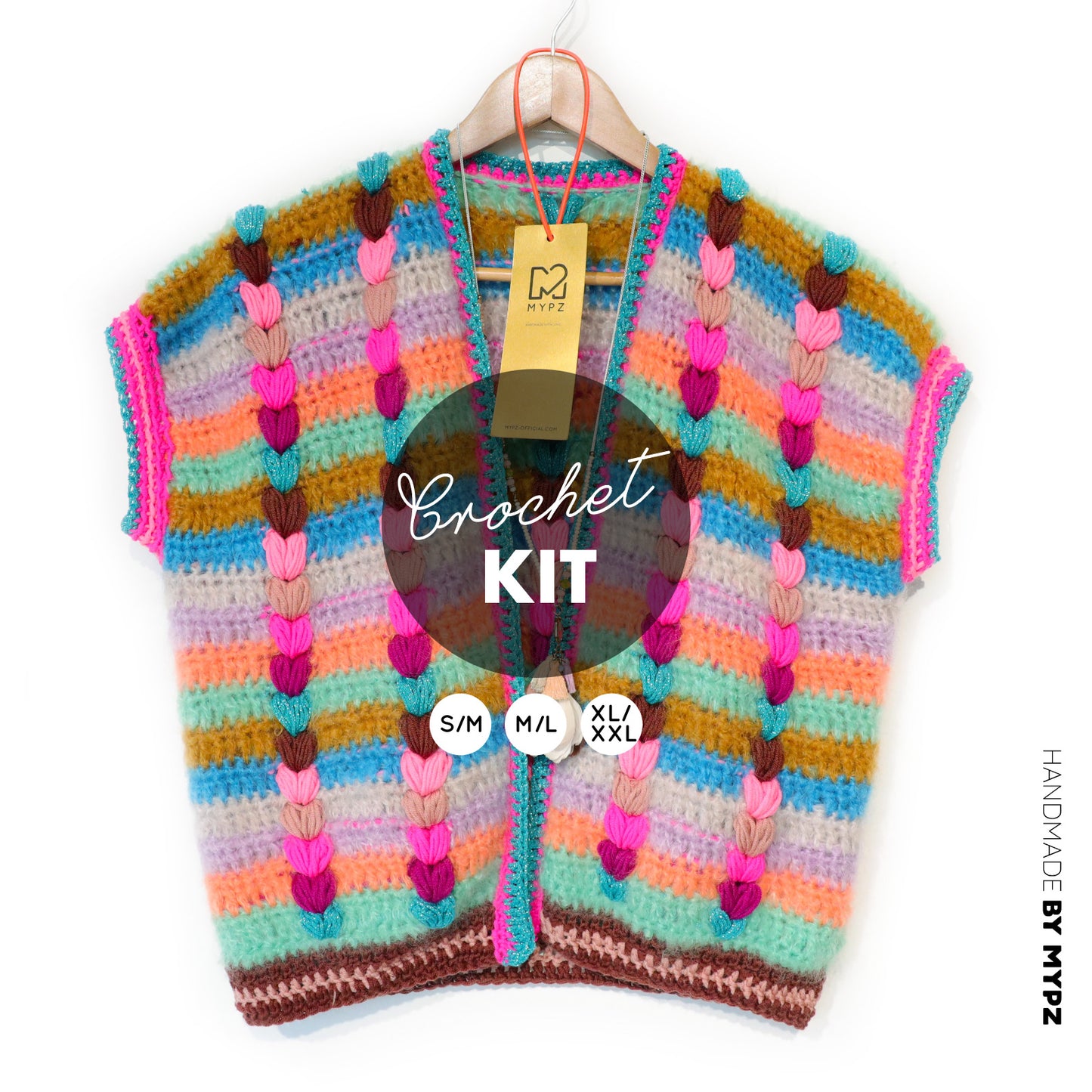 Häkelset - Chunky Mohair-merino weste Heartbeat (ENG-NL-DE)