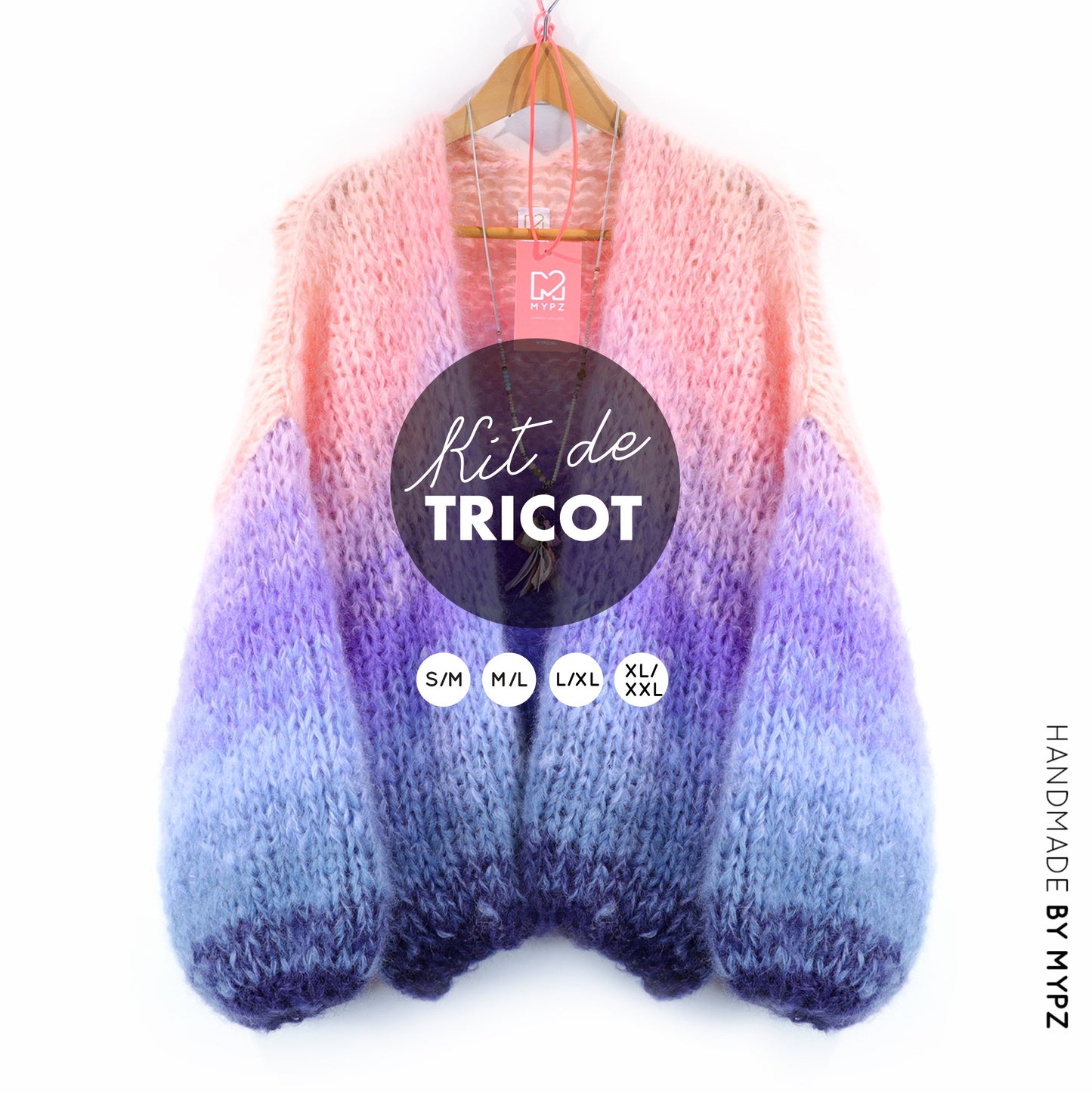 Strickset – MYPZ Kurze Chunky Mohair Cardigan Blue Sky No.15 (ENG-NL-DE)