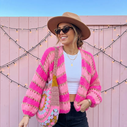 Strickset – MYPZ Light Alpaka Cardigan Neon Blush No. 10