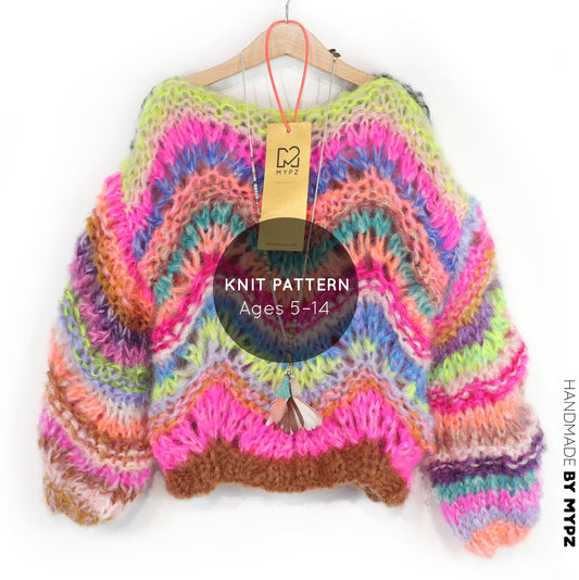 Strickanleitung– MYPZ Chunky Mohair KIDS Pullover Wave No12 (ENG-NL-DE)