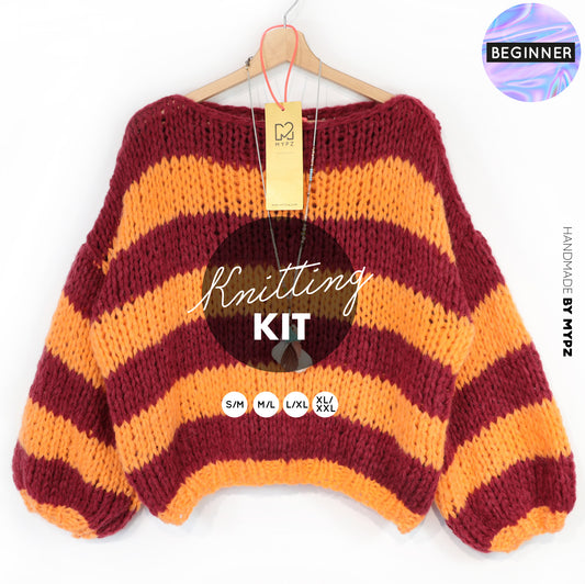 Strickset – MYPZ Chunky Alpaca Pullover Merlot No15 – Beginner (ENG-NL-DE)