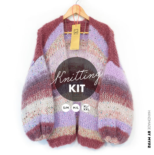 Strickset – Chunky Mohair Cardigan Whisper Rose No.12 (ENG-NL-DE)