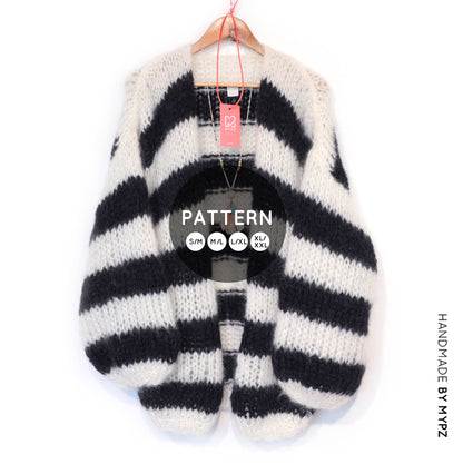 Strickanleitung – MYPZ Chunky Mohair Cardigan Black & White No.15 (ENG-NL-DE)