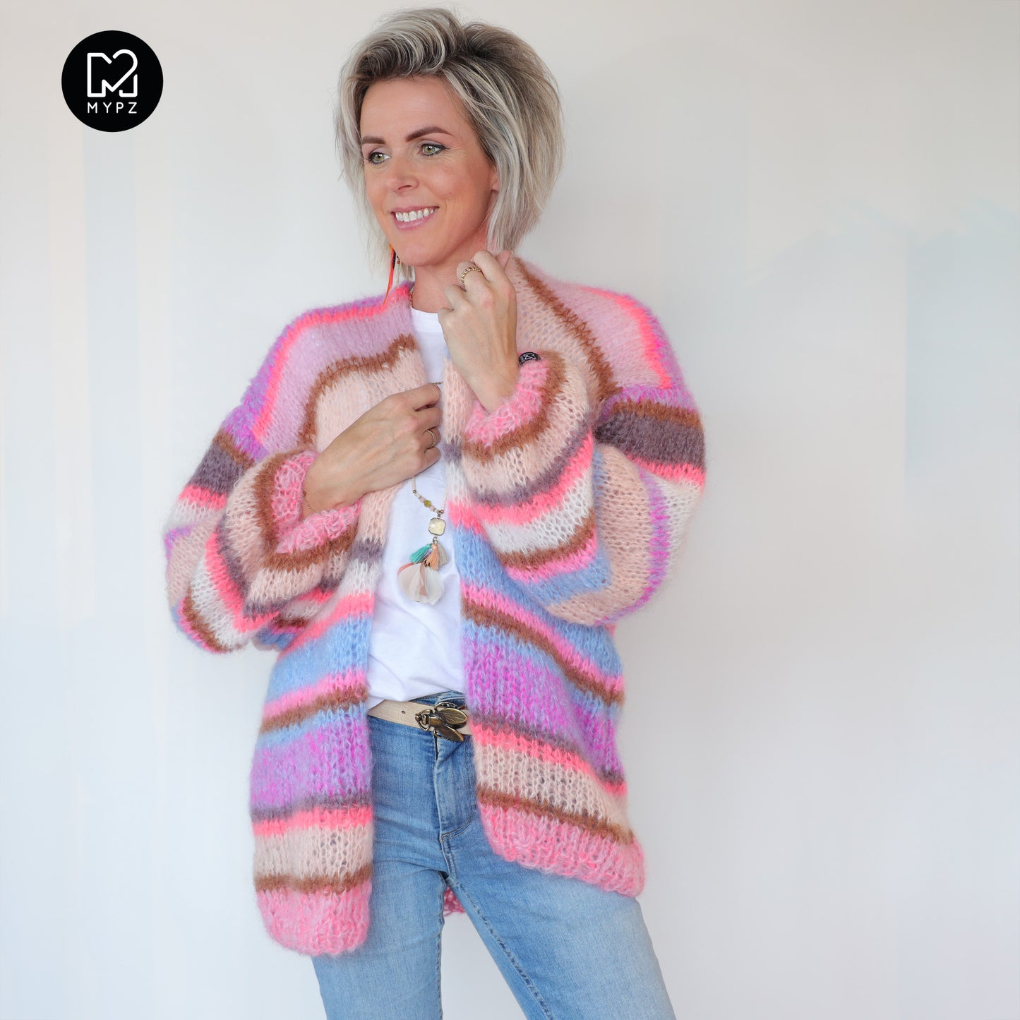 Knitting kit – MYPZ Basic Light Mohair Cardigan Coral No10 (ENG-NL-DE)