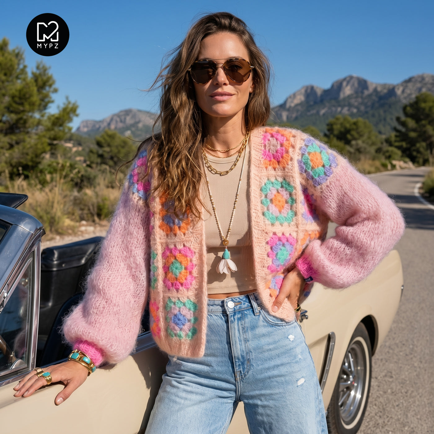 Häkelanleitung - MYPZ Granny square bomber cardigan Off White (ENG-NL-DE-ES)