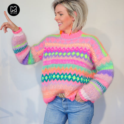 Knitting Kit – Chunky Mohair Pullover Pink Sugar No.6 (ENG-NL-DE)