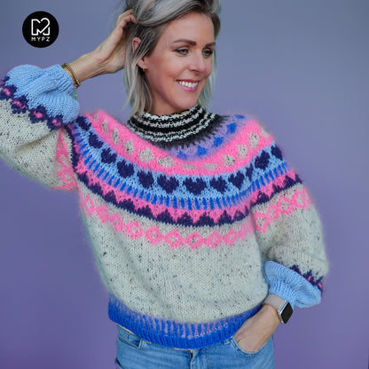 Strickanleitung – MYPZ top-down sweater Blue Heart No6 (ENG-NL-DE)