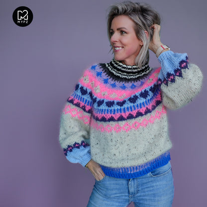 Strickanleitung – MYPZ top-down sweater Blue Heart No6 (ENG-NL-DE)