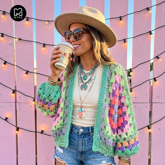 Häkelset - MYPZ Chunky Hexagon Cardigan Pistachio (ENG-NL-DE)