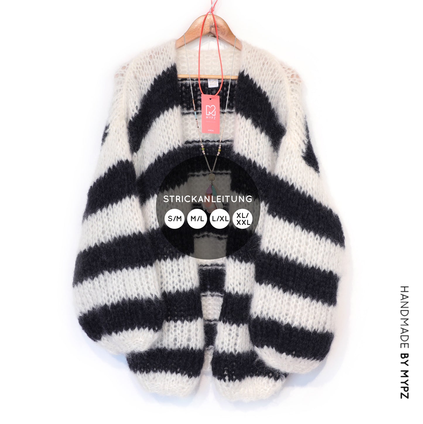 Strickanleitung – MYPZ Chunky Mohair Cardigan Black & White No.15 (ENG-NL-DE)