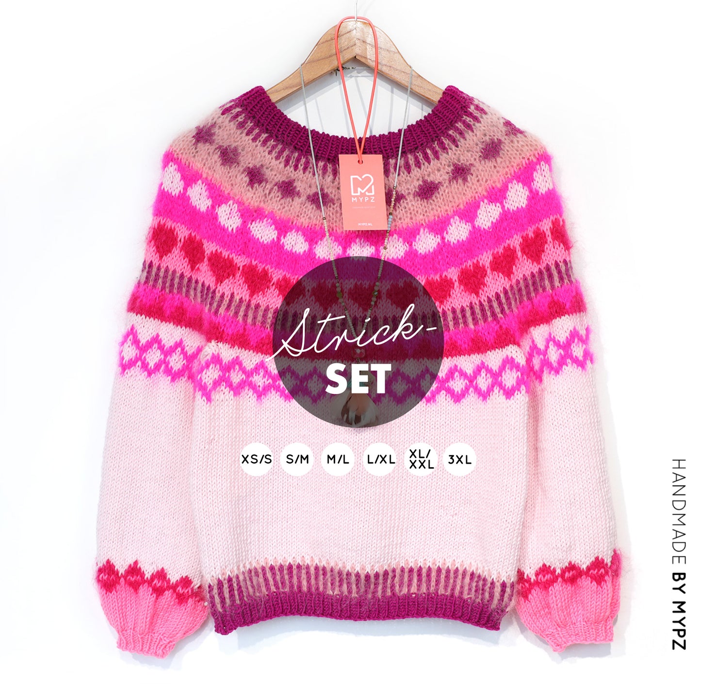 Strickset – MYPZ top-down sweater Pink Hearts No6 (ENG-NL-DE)