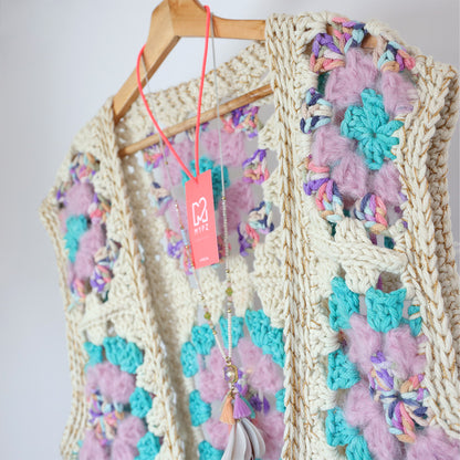 MYPZ Chunky woolen Granny Gilet Sea