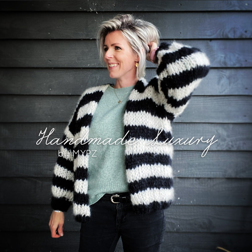 MYPZ Chunky Black & White Mohair Cardigan