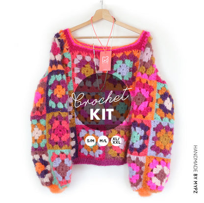 Crochet kit - MYPZ Granny square Mohair pullover Flora (ENG-NL)