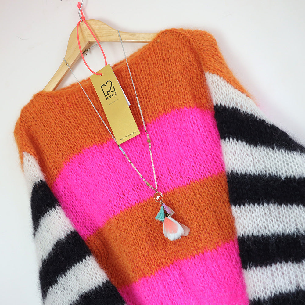 Knitting Kit – MYPZ Basic Light Mohair Pullover Orange-Pink no10 (ENG-NL)