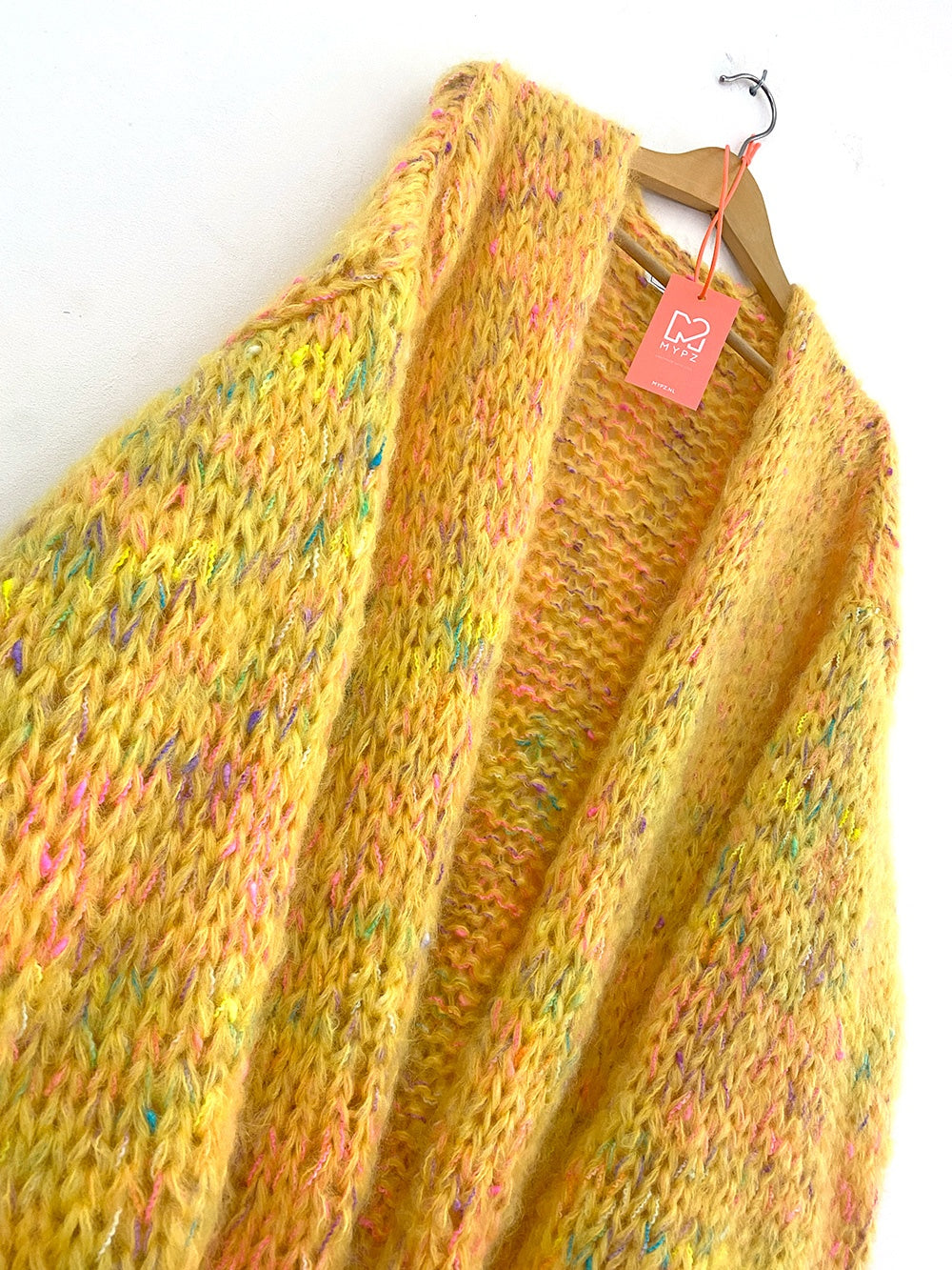 Italian Hand Knit Bright Yellow Mohair good Wool Chunky Knitted Sweater